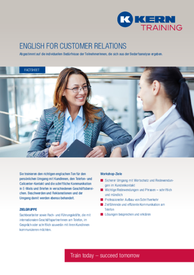PDF Download Factsheet English for Customer Relations