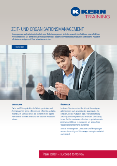 PDF Download Factsheet Zeit- und Organisationsmanagement